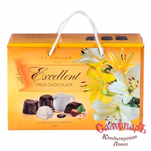 Набор конф СУМКА (Excellent) молочный ПЛОМБИР,СЛИВКИ,ОРЕХ 284гр. (1*10шт) Demidoff