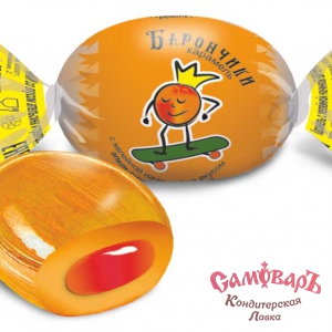 Карамель с начинкой желейная БАРОНЧИКИ апельсин, грейпфрут (1*8) КОНФИЛ купить в интернет-магазине кондитерская лавка Самоваръ