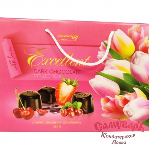 Набор конф СУМКА (Excellent) горький КЛЮКВА,ВИШНЯ,КЛУБНИКА 284гр. (1*10шт) Demidoff