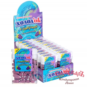 Холодок 14гр. драже (1*24*18) ВИНОГРАД (с шипучкой)