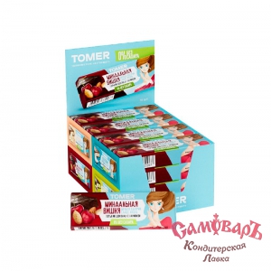 Конфеты 55гр. горь.шок. МИНДАЛЬНАЯ ВИШНЯ БЕЗ/САХ ТОМЕR (4бл*16шт) (Томер г.Москва)
