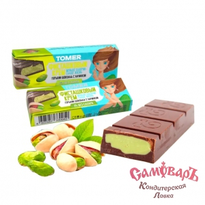 Конфеты 55гр. горь.шок.ФИСТАШКОВЫЙ КРЕМ БЕЗ/САХ ТОМЕR (4бл*16шт) (Томер г.Москва)