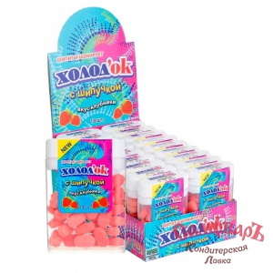 Холодок 14гр. драже (1*24*18) КЛУБНИКА (с шипучкой)