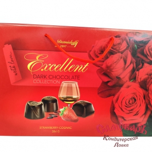 Набор конф СУМКА (Excellent) горький КЛУБНИКА с КОНЬЯКОМ 284гр. (1*10шт) Demidoff